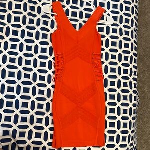 Marciano Red Orange Sleeveless Bodycon Dress